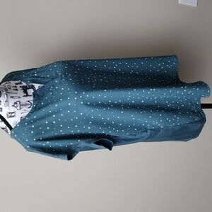 Papermoon Green White Polka Dot Reece Mixed Material Short Sleeve Top Women's Lg